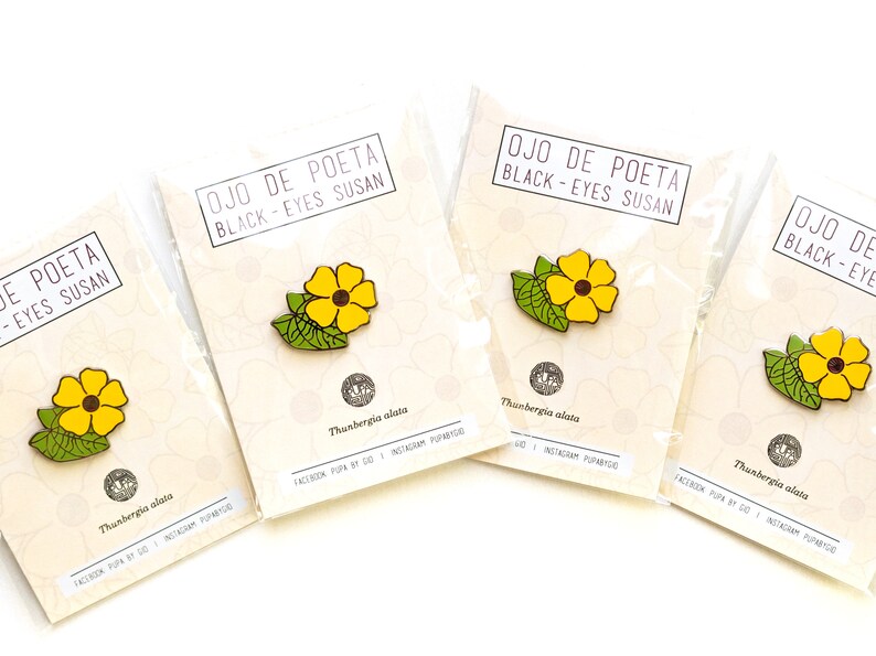 Ojo de Poeta Flowers of Puerto Rico Hard Enamel Pin Black Eyes Susan