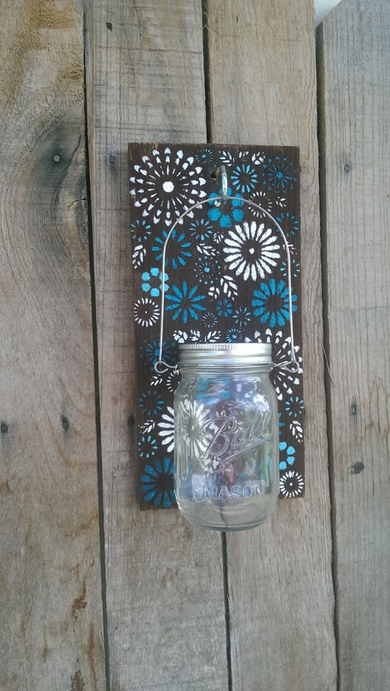 Items similar to Mason Jar Wall Sconce Candle Painted Reclaimed Wood
