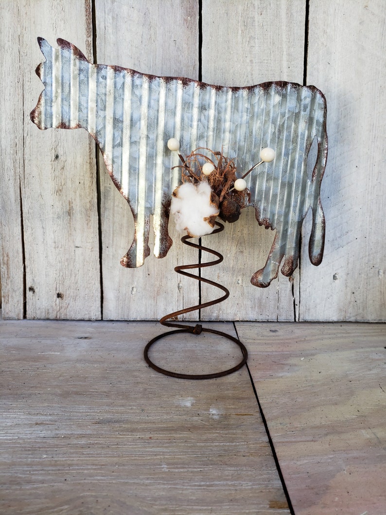 Farmhouse Cow Tree Topper Rustic Christmas Topper Etsy