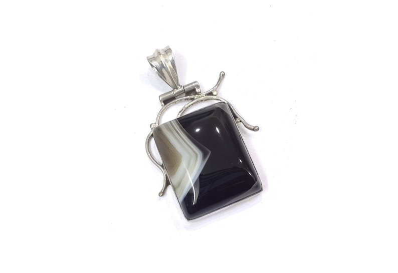 Black Onyx 925 Sterling Silver Stunning Charm Pendant Handmade Natural Gemstone Party Wear Jewelry for Women /& Girls