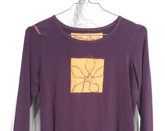 long-sleeved T-shirt with appliqué size 38, upcycling