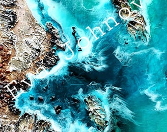 Impresión - Impresión del océano - Póster - Océano desde arriba - Océano aéreo - Arte - Tapices - Decoración de pared - Arte costero