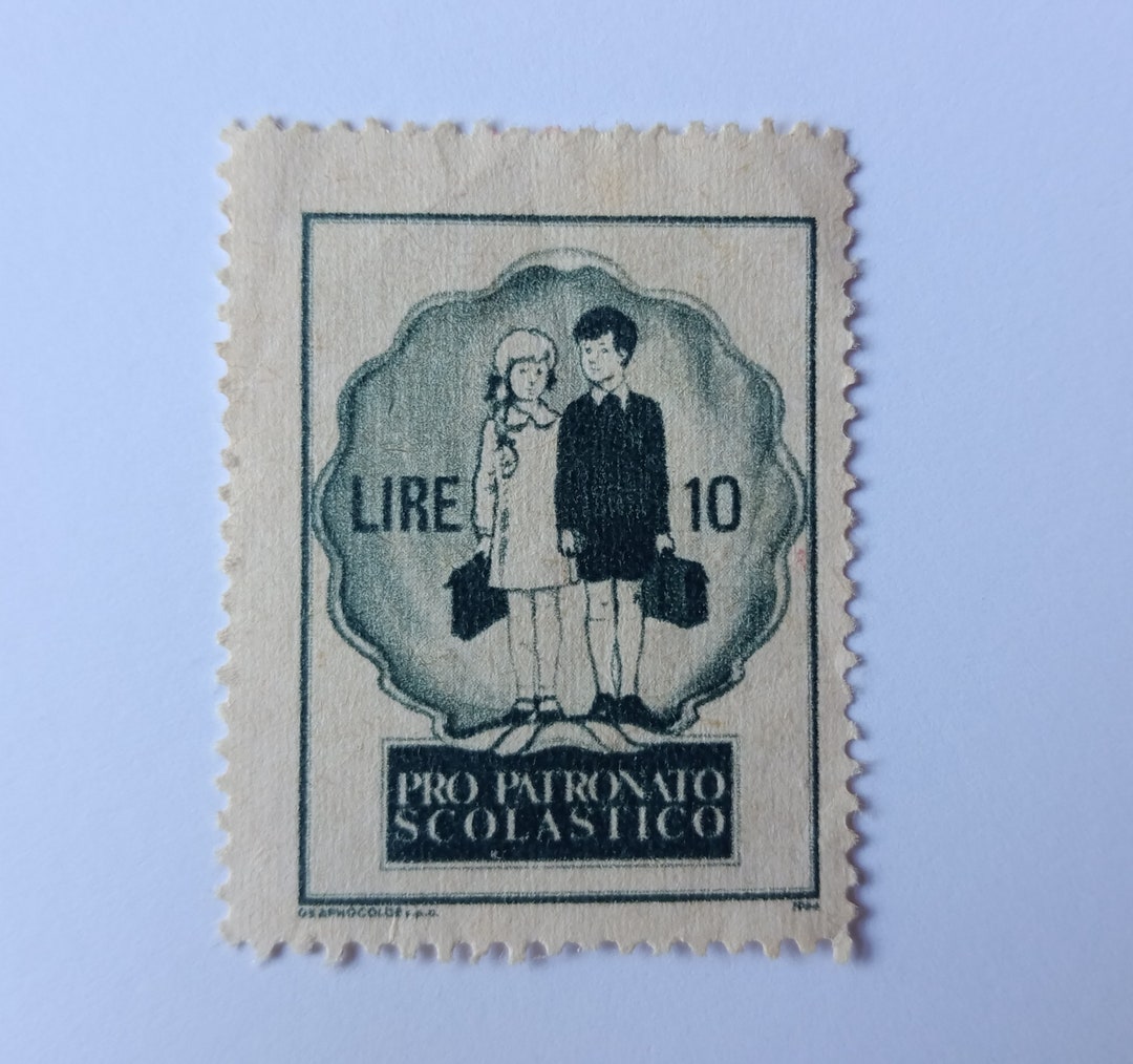 Vintage Italian Stamp 10 Lire Pro Patronato Scolastico School - Etsy