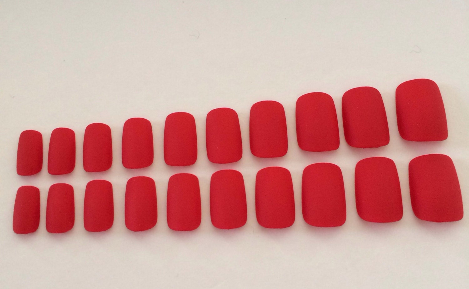 Matte nails red fake nails short square nails | Etsy