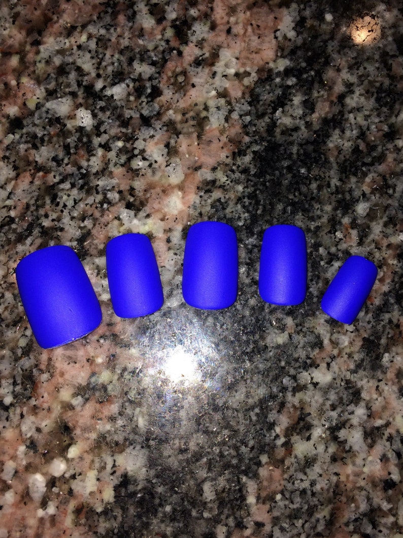 Royal blue fake nails matte nails matte press on nails Etsy