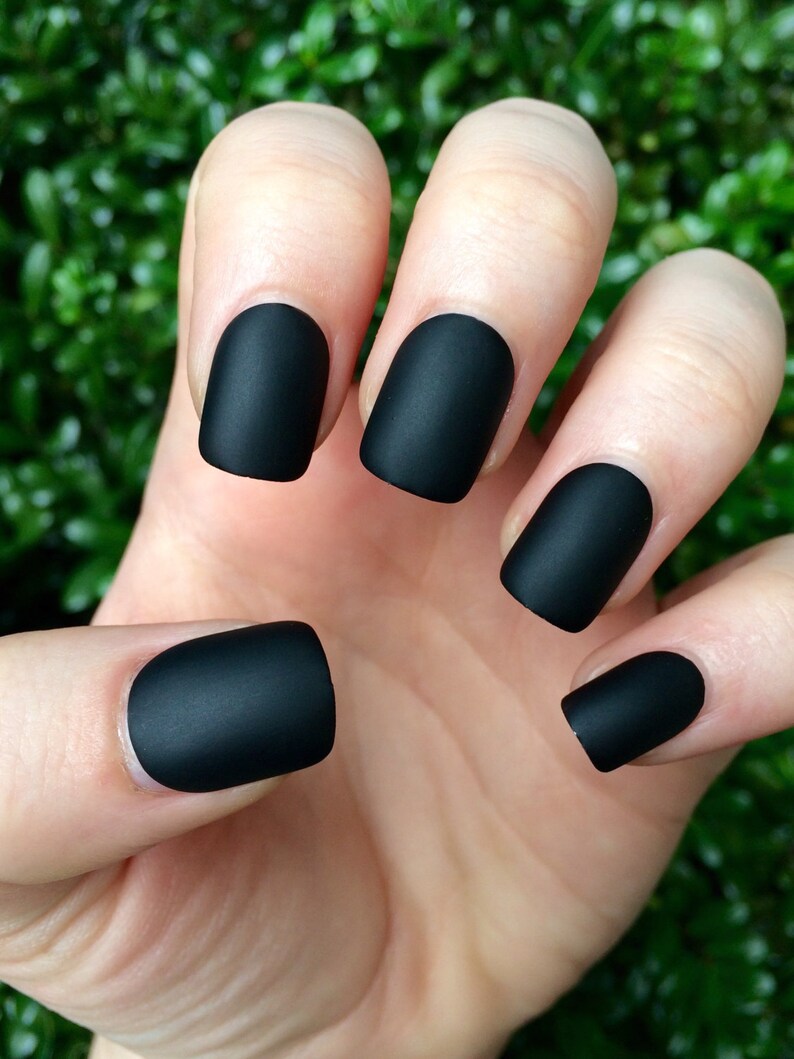 Noirs Mats ongles ongles mats noir mat faux ongles image 0