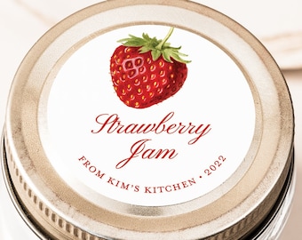 2 Inch Round Personalized Strawberry Jam Jelly Label 1 DAY to ship