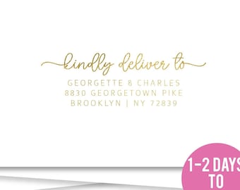 1-2 DAY TURNAROUND Foil RECIPIENT | Guest Address Labels, Recipient Transparent Gold, Rose Gold, Silver, Blue Foil, Pink Foil Labels 4x1.4"