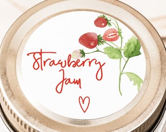 2 Inch Round Strawberry Jam Jelly Label _ Ready to Ship