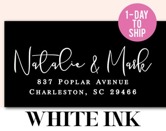 1 DAY TURNAROUND White Ink Address Labels, Transparent Return Address Stickers, Formal Address,  Wedding Label Calligraphy Labels T159