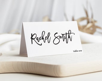 Printed Place cards, Tented or Flat Name Cards, Printed Beautiful Calligraphy Font Scored or Flat 3.5x2 inches