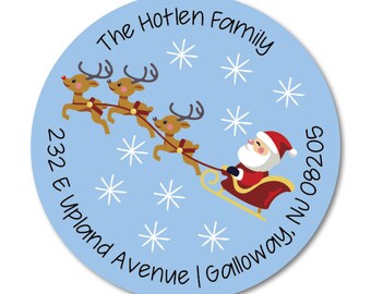 Santa Round Personalized 1 DAY TURNAROUND Address Labels Stickers 2 circle return address round Christmas_R35