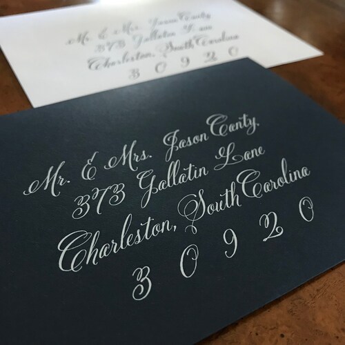 White Ink Envelopes A7 Printed Calligraphy Envelope Etsy