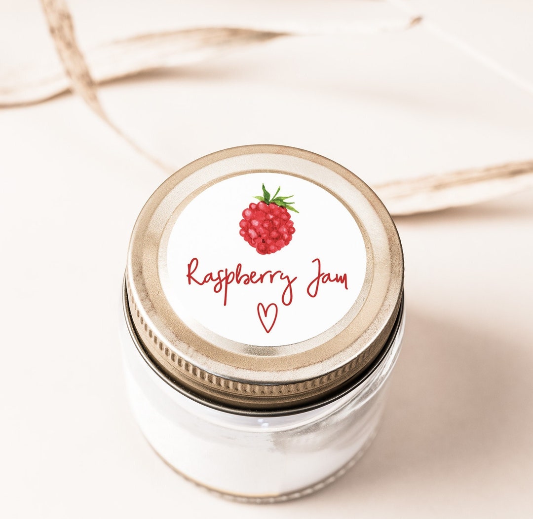 Label Red Raspberry Jam 2 Inch Round Raspberry Jam Jelly Label _ Ready to Ship - Etsy