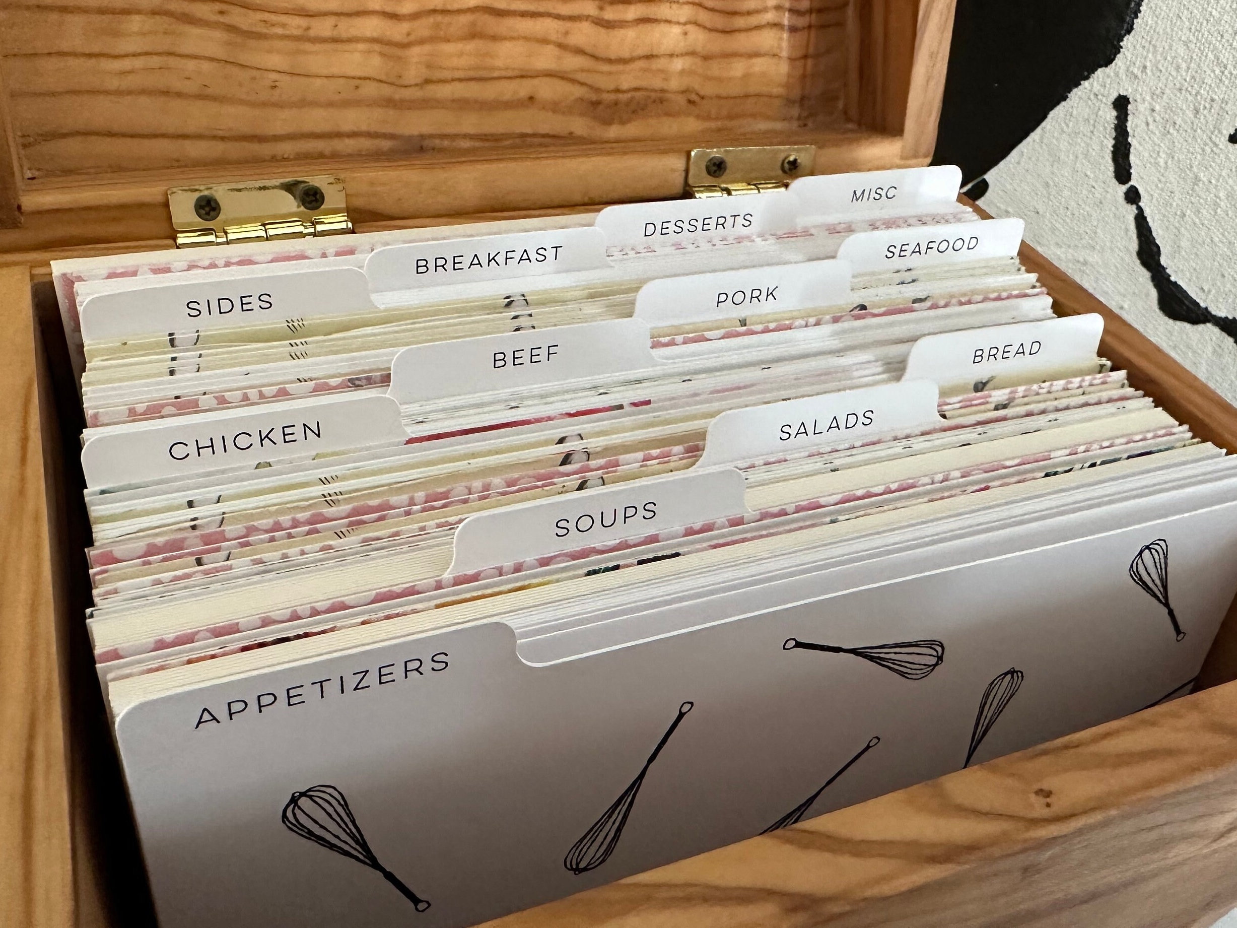 Set of 12 Recipe Card Dividers Wedding Kitchen Shower Gift Couples to match our made with love recipe cards 4x6  Whisk