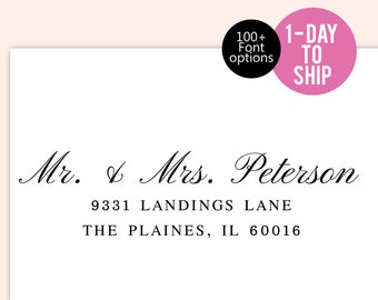 Return Labels_1 DAY TURNAROUND Transparent Return Formal Address Stickers, Wedding Label, Family Label, Couples Return Label  T301