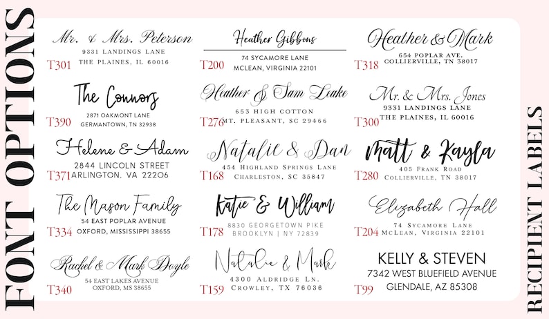 White Ink RECIPIENT, Guest Address Labels, Transparent Address Stickers, Formal Address, Wedding Invitation Labels, Recipient Labels, 4x1.5 image 4
