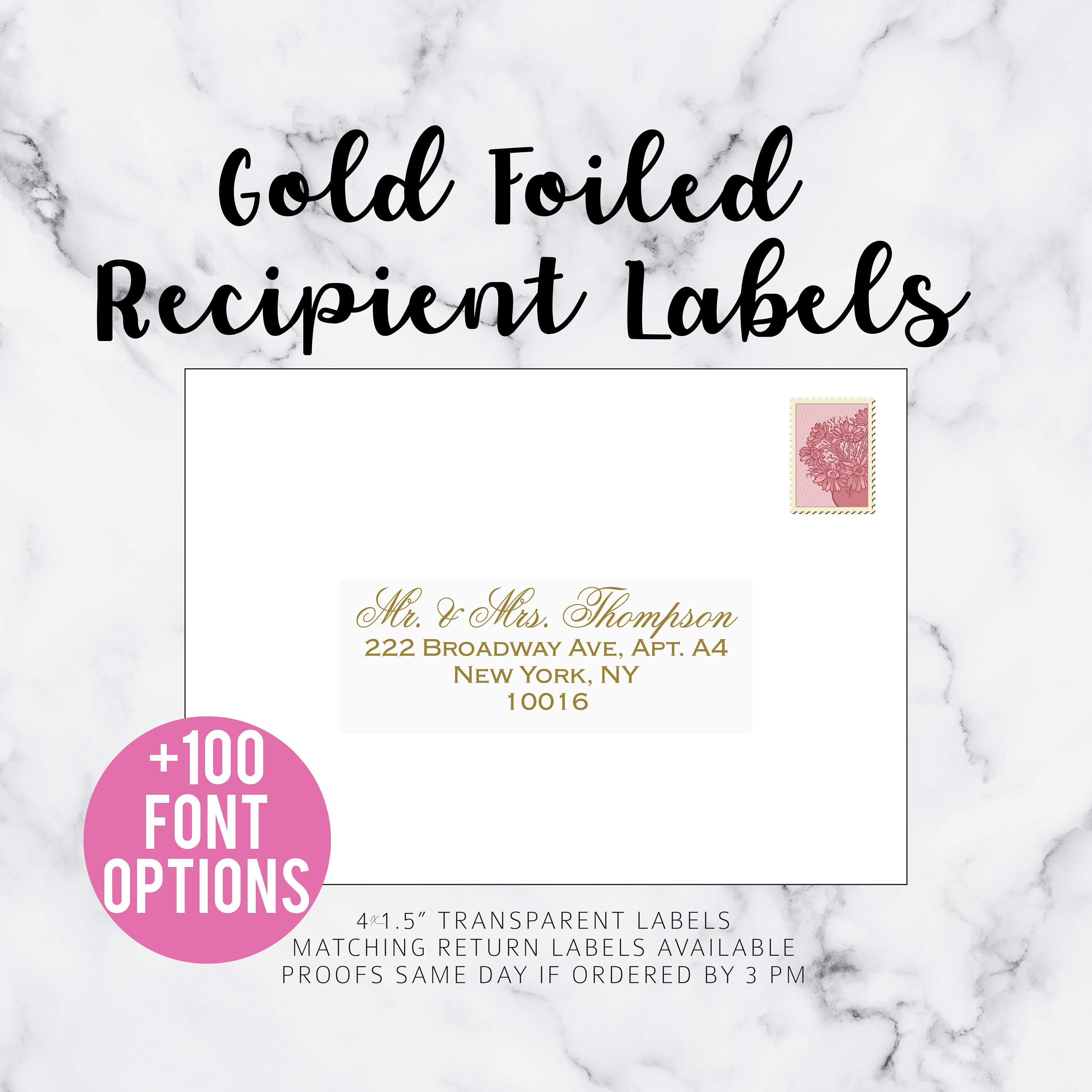 Gold Foil RECIPIENT guest Address Labels Transparent Etsy