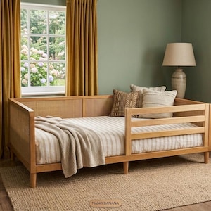 Wooden Toddler Bed Safety Rail, Custom Size Bed Guard, Handmade Rausfallschutz