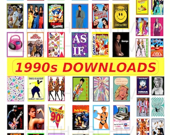 1990s Pop Culture & Digital Design Collection – Restored and Reimagined Printable Vintage Ephemera Set (52 Images)