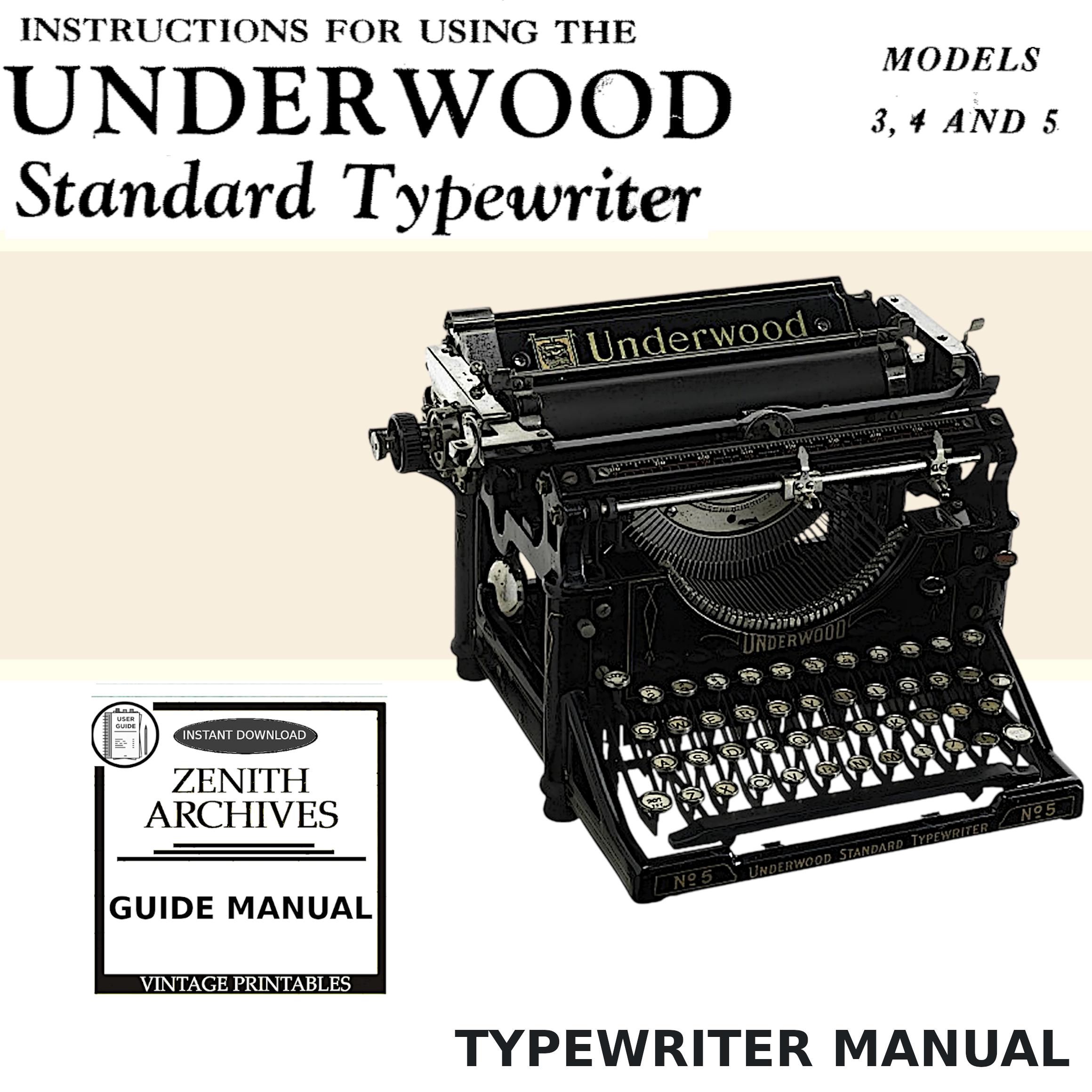 Underwood Typewriter No 5 - Etsy