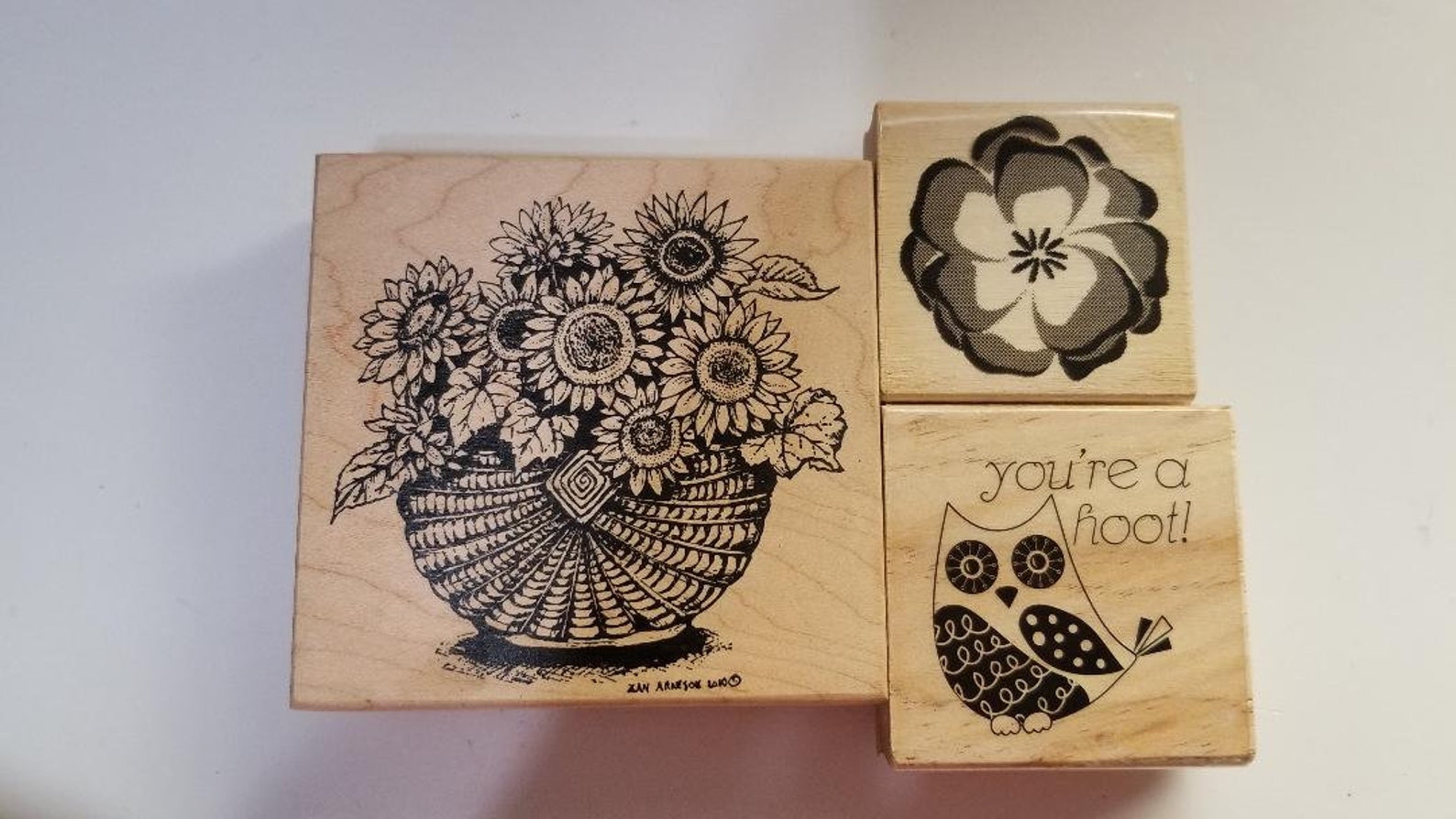 Set of Three Wood Mounted Rubber Stamps Etsy