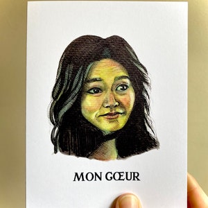 Mon Cœur - Kimiko The Boys Cartão de felicitações de arte original exclusivo, Dia dos Namorados, Estacionário sentimental, Cartão de nota em branco com envelope