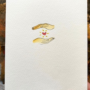 Tarjeta de felicitación de acuarela de diseño original pintada a mano, gracias, amor, papelería para todas las ocasiones, tarjeta de notas en blanco con sobre