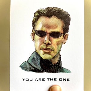 Usted es el indicado - La tarjeta de felicitación de arte original única de Matrix, San Valentín, Amor, Compromiso, Papelería para todas las ocasiones, En blanco con sobre