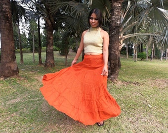 burnt orange maxi skirt