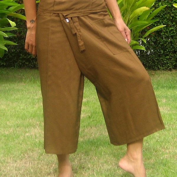 Capri Thai Fisherman Pants * Thai Fisherman Trousers * Wrap Yoga Pants * Capri Thai Pants * Hippie Pants * Massage Pants *Baggy*copper* CF-R