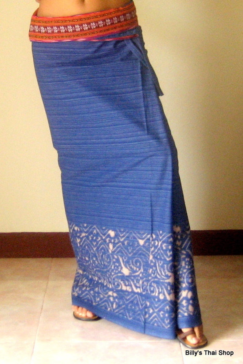 Thai Wrap Around Skirt Sarong Dress Cotton Maxi Skirt Etsy