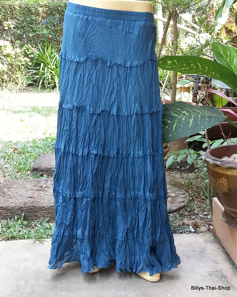 Cotton Maxi Skirt With Elastic Waist Hippie Skirt Bohemian Etsy