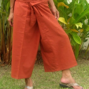 Capri Thai Fisherman Pants * Wrap Yoga Pants * Capri Thai Pants * Hippie Pants * Thai Fisherman Trousers * Massage Pants * Baggy * terra *CF
