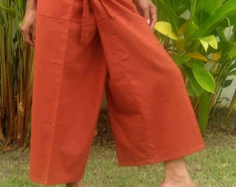 Capri Thai Fisherman Pants * Wrap Yoga Pants * Capri Thai Pants * Hippie Pants * Thai Fisherman Trousers * Massage Pants * Baggy * terra *CF