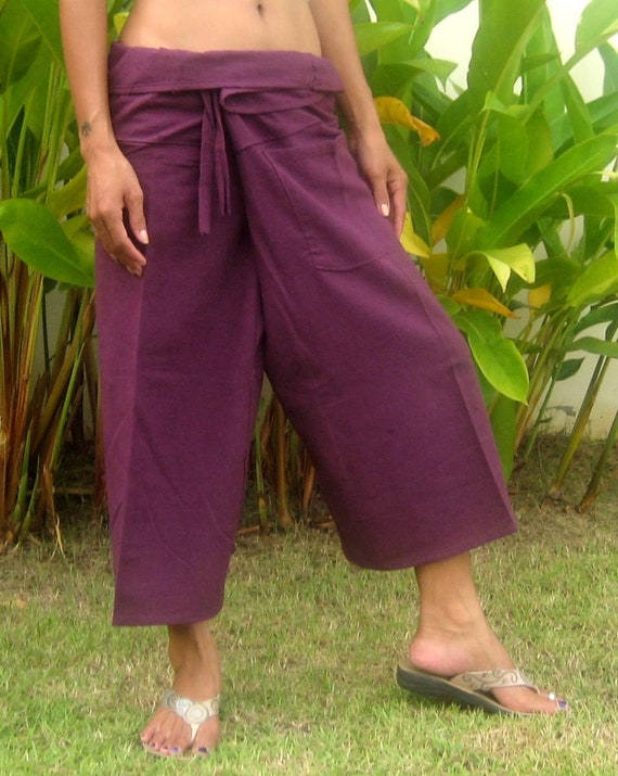women's boho thai fisherman pants ~ purple