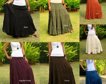 Plus Size Long Maxi Skirt Long Skirts for Women Boho Skirt Maxi Cotton Skirt Long Hippie Skirt Bohemian Skirt Tiered Solid Color * XS - XXL