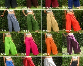 Thai Fisherman Pants * Wrap Yoga Pants * Thai Pants * Maternity Pants * Meditation Pants * Burning Man Pants * Baggy Pants *Massage Pants*LF