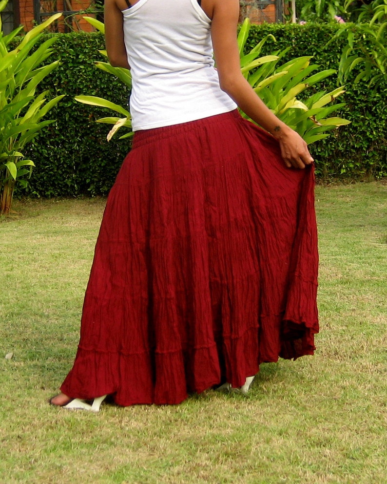 Cotton Maxi Skirt Elastic Smocked Waist Boho Skirt Long Etsy