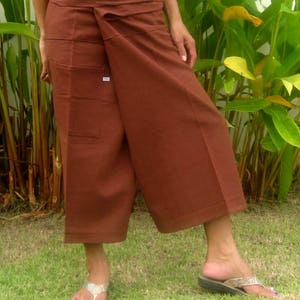 Capri Thai Fisherman Pants * Wrap Yoga Pants * Capri Thai Pants * Hippie Pants * Thai Fisherman Trousers * Massage Pants * Baggy * brown *CF