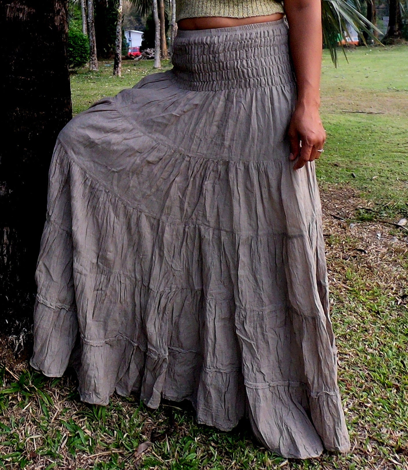 Long Maxi Skirt Elastic Smocked Waist Long Skirts For Etsy