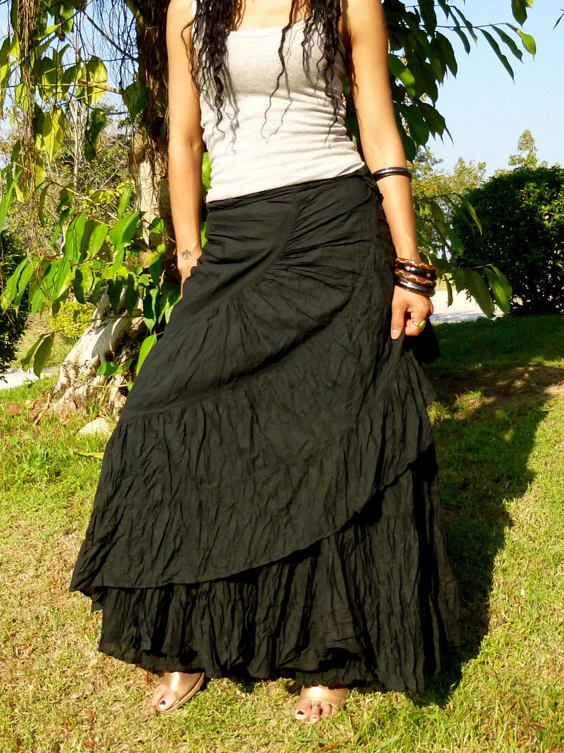 Long Gypsy Wrap Skirt Flamenco Skirt Women Gypsy Skirt | Etsy