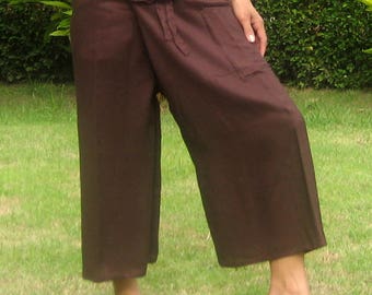 Capri Thai Fisherman Pants * Thai Fisherman Trousers * Wrap Yoga Pants * Capri Thai Pants * Hippie Pants * Massage Pants * Baggy *choco*CF-R