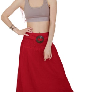 Cotton Maxi Skirt with Coconut Buckle * Skirts for Women * Cotton Skirt * Hippie Skirt * Bohemian * Boho * Solid Plain Colors * SC-bordeaux