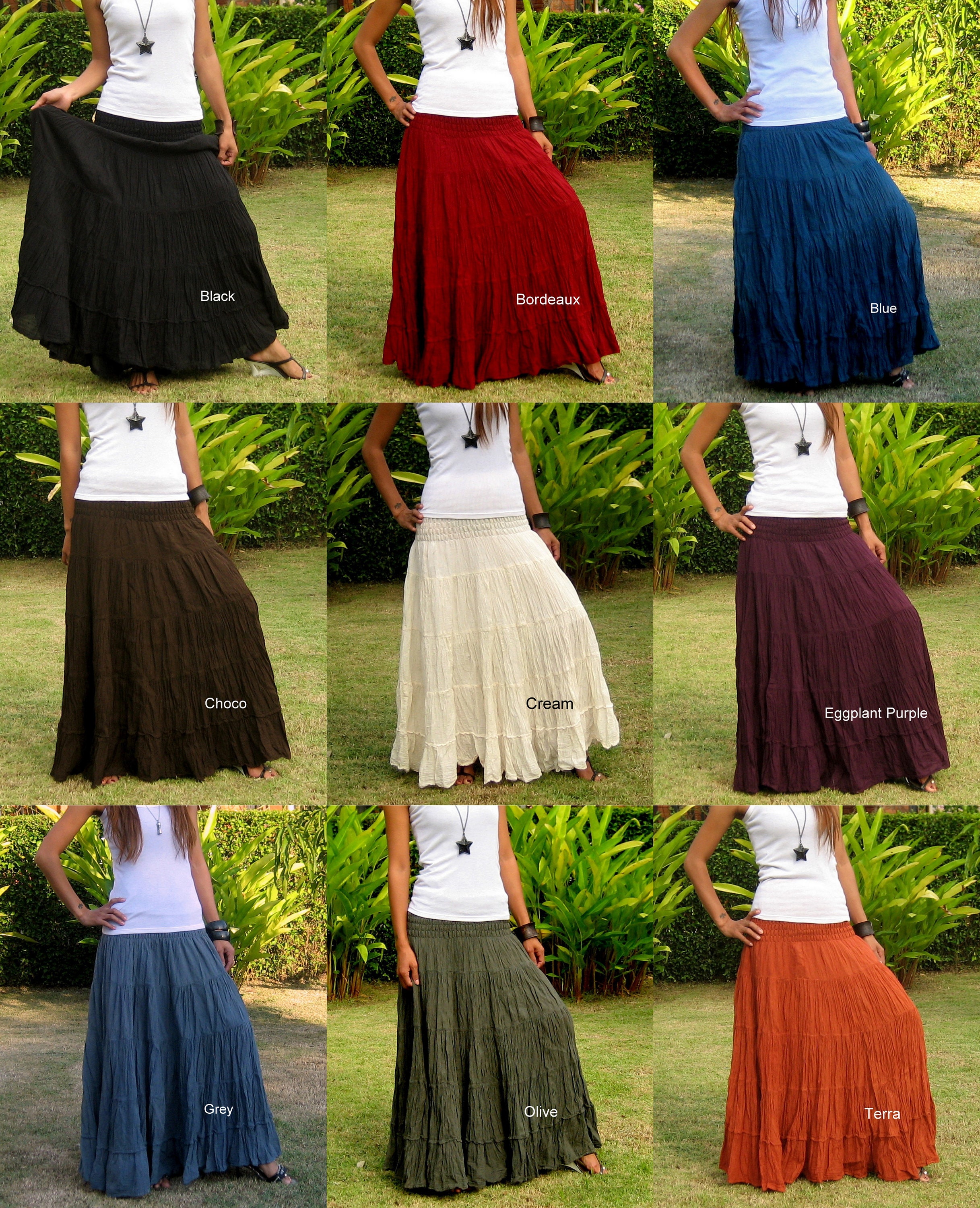 Cotton Maxi Skirt Elastic Smocked Waist Boho Skirt Long Etsy