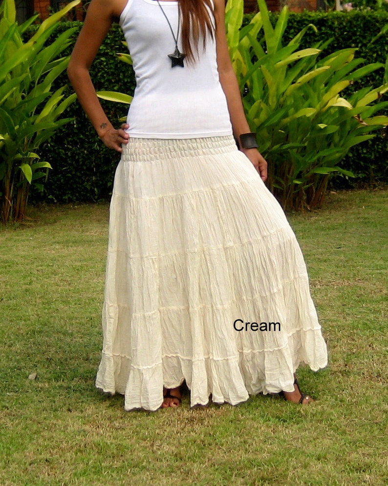Cotton Maxi Skirts/ Long Skirt / Maxi Skirt / Long Boho Skirt / Full