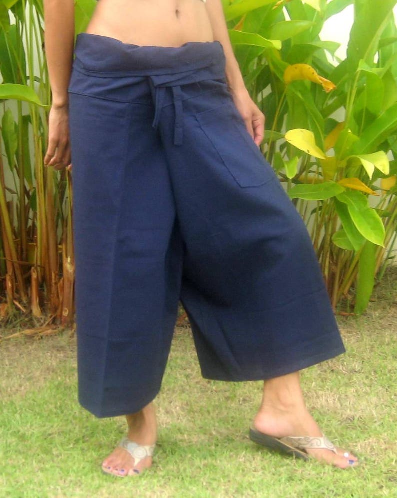 Thai Fisherman Pants - 100% Cotton Drill Free Size Yoga Pants Handmade In Thailand