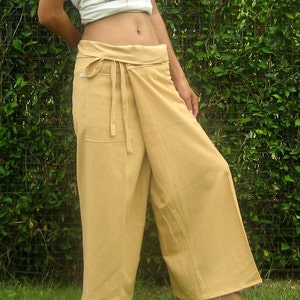 Thai Fisherman Pants * Wrap Yoga Pants * Thai Pants * Maternity Pants * Meditation Pants * Burning Man Pants *Baggy Pants*Festival*beige* LF