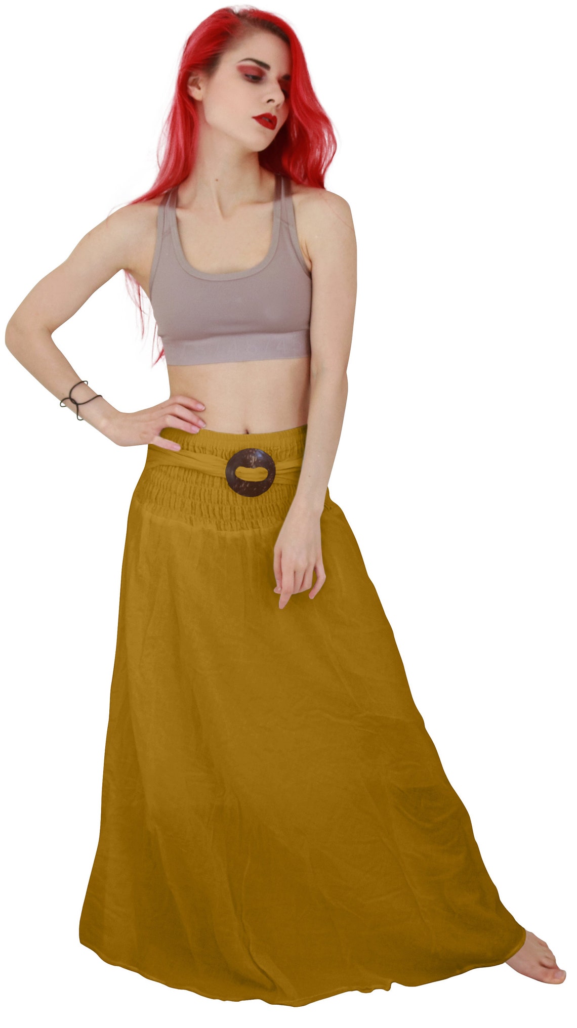 Cotton Maxi Skirt with Coconut Buckle Boho Skirt Skirts Etsy