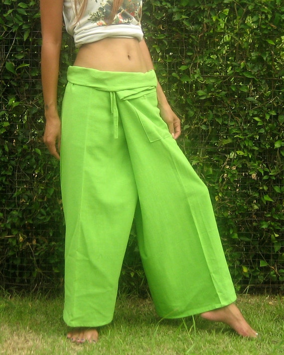 2 Tone Thai Fisherman Pants Yoga Trousers Free Size Plus Size